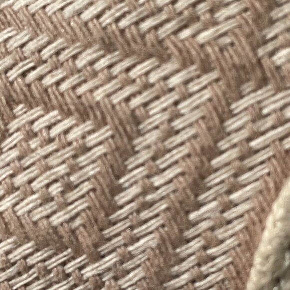 Toms Peep Toe Cork Espadrille Wedge Tan Diamond Aztec Pattern Fabric Women's W10 - Picture 9 of 12